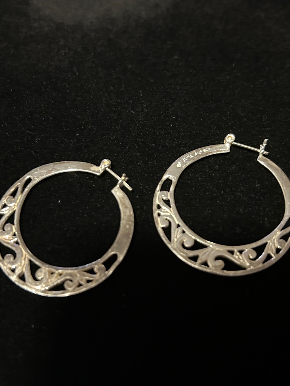 925 Sterling Silver Filigree Hoop Earrings - Elegant Women's Jewelry